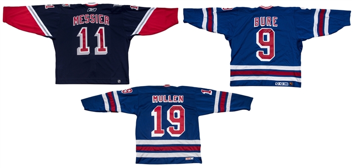 Lot of (3) Individually Signed New York Rangers Jerseys With Mark Messier, Pavel Bure & Brian Mullen (Beckett)